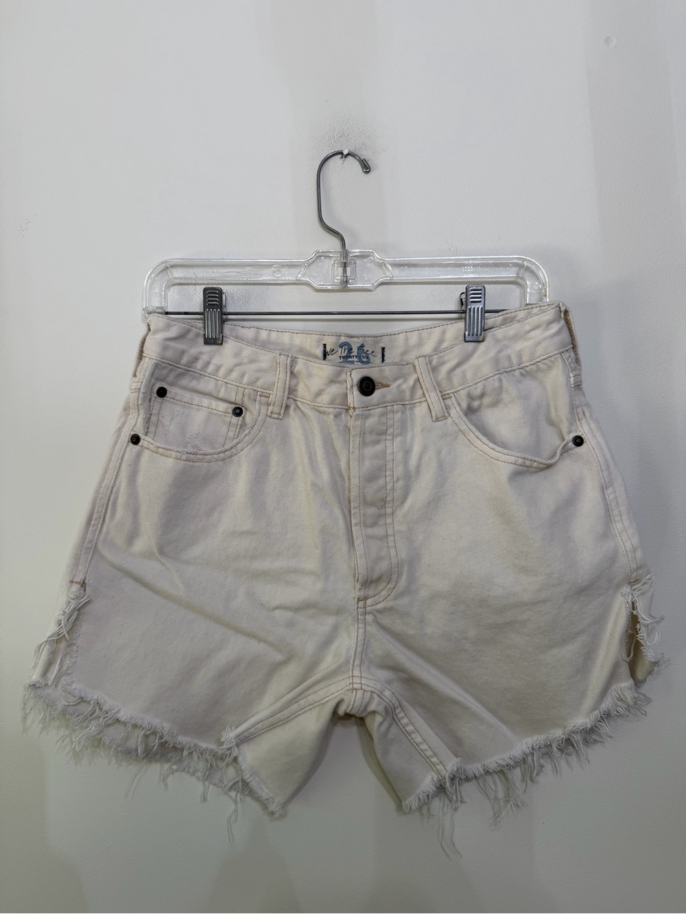 Free People We The Free High-rise Cream Denim Shorts Cutoffs Distress Women’s 26